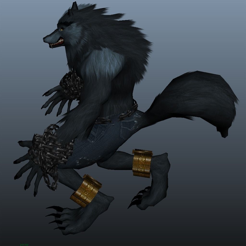Werewolf with chains Low-poly 3D model_2