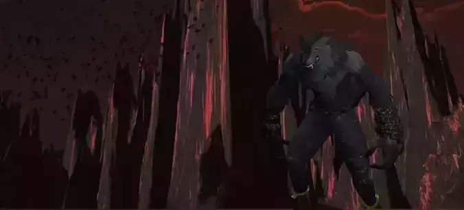 Werewolf with chains Low-poly 3D model