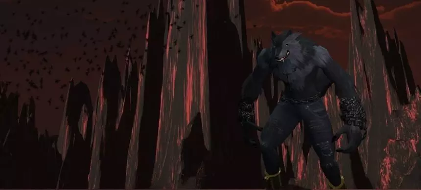 Werewolf with chains Low-poly 3D model_0