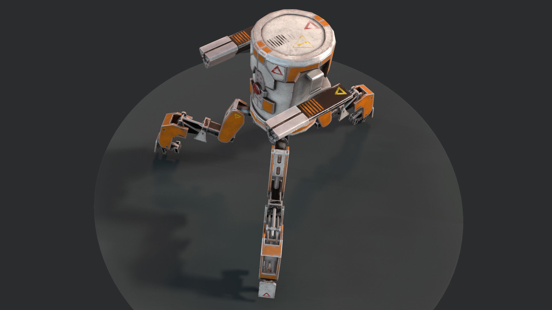 Three legged Mech Robot Low-poly 3D model_2