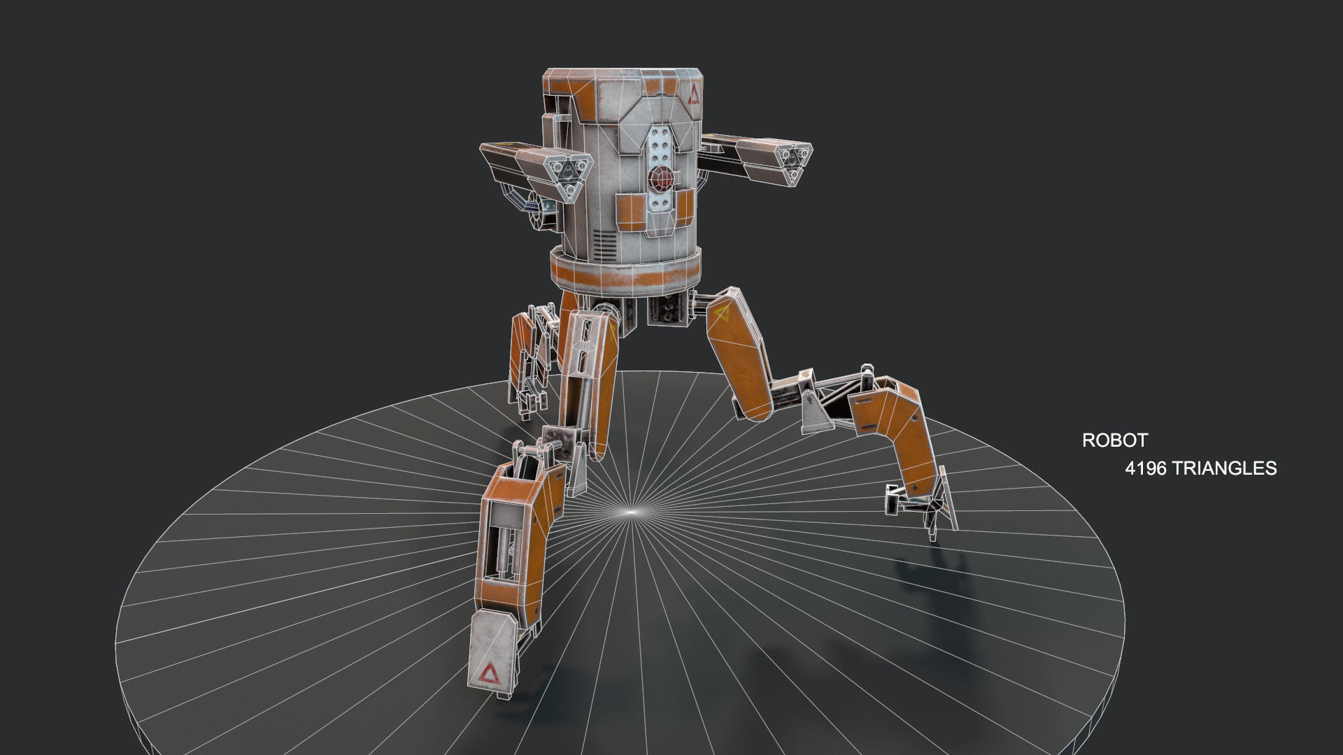Three legged Mech Robot Low-poly 3D model_4