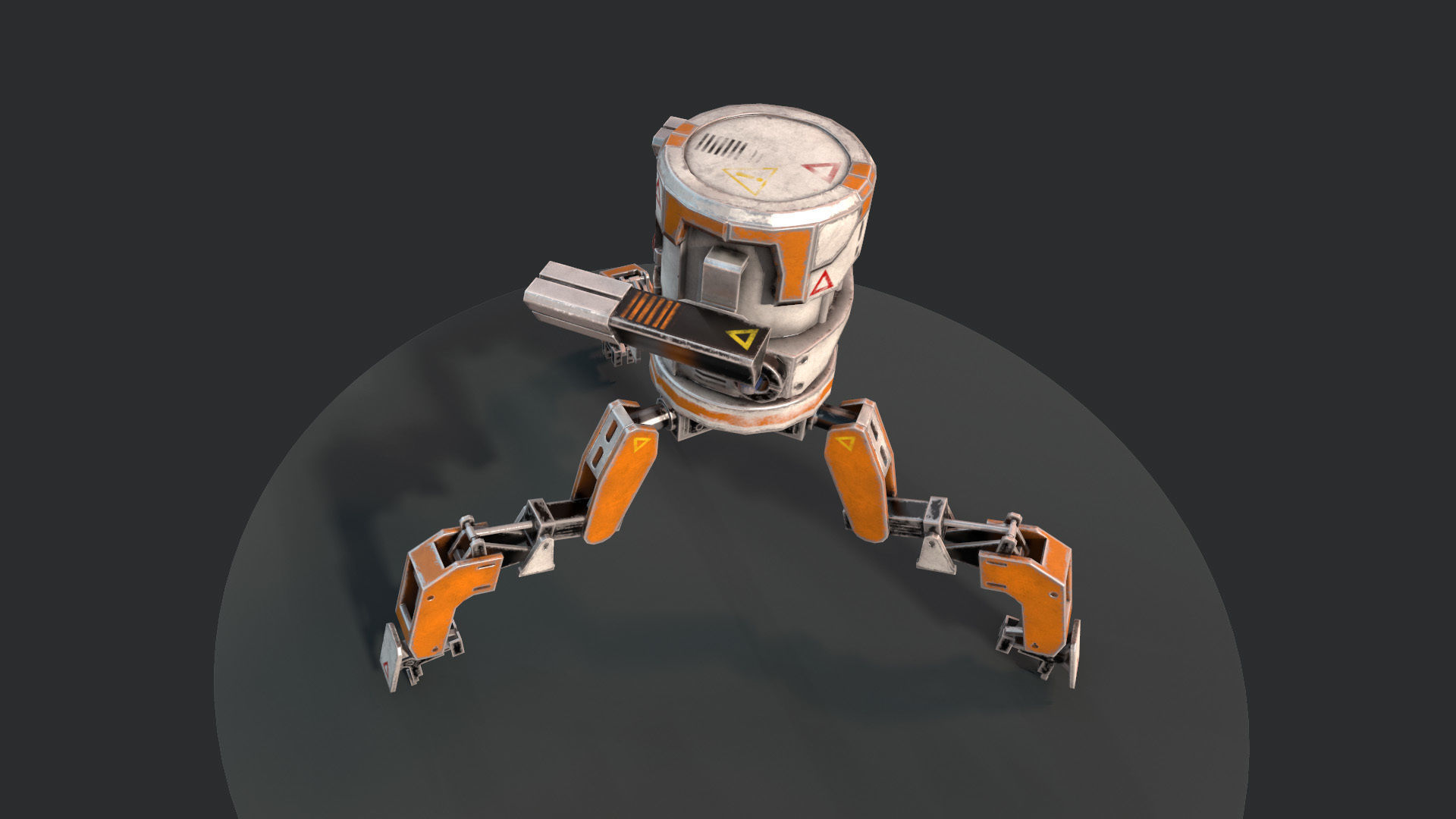 Three legged Mech Robot Low-poly 3D model_3