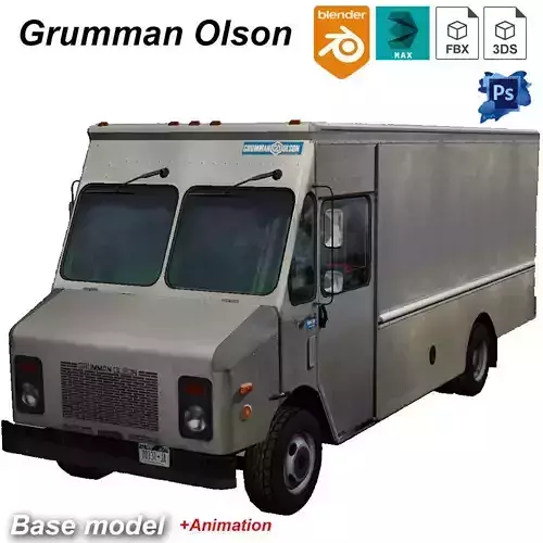 Grumman truck bare metal Low-poly 3D model