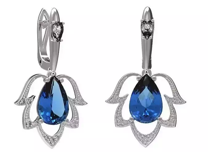 Earrings topaz and emerald pendant