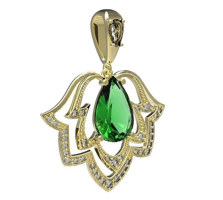 Pendant garnet and emerald 3D print model_2