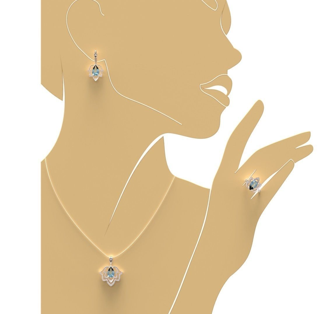 Pendant garnet and emerald 3D print model_13