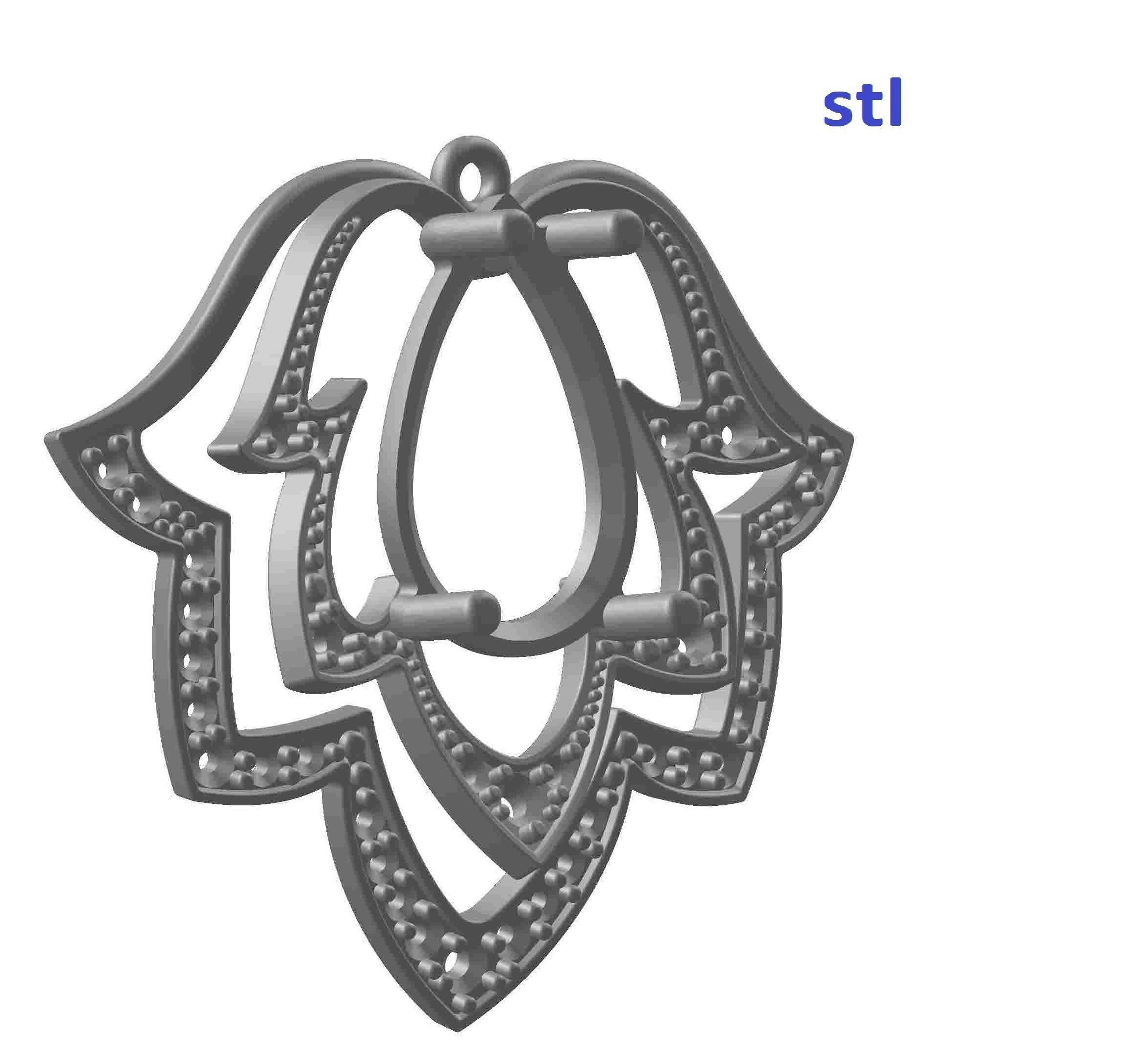 Pendant garnet and emerald 3D print model_10