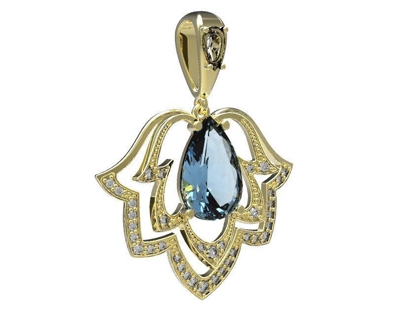 Pendant garnet and emerald 3D print model_1