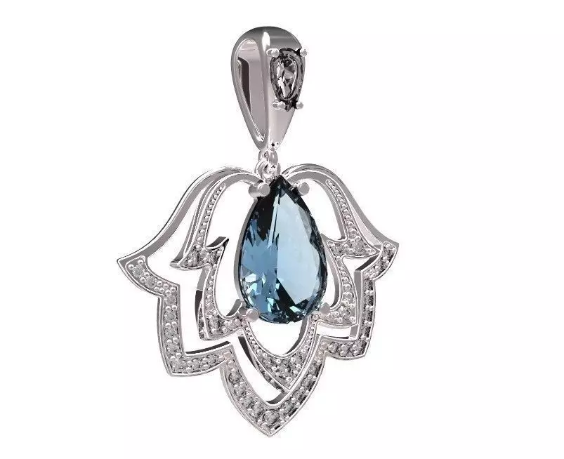 Pendant garnet and emerald 3D print model_0