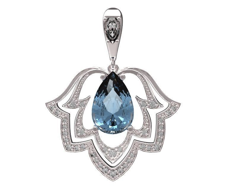 Pendant garnet and emerald 3D print model_4