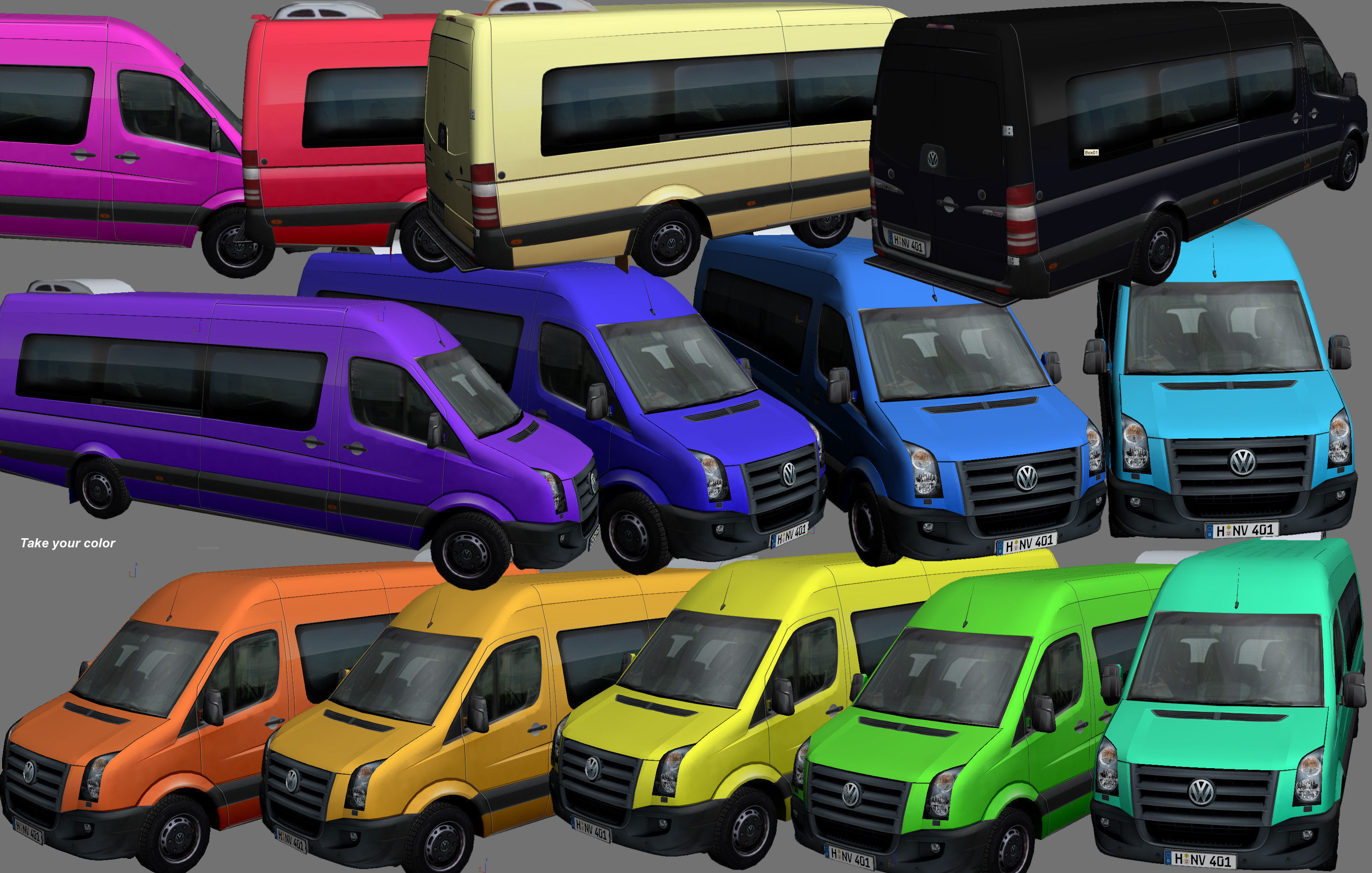 Volkswagen Crafter High Roof  Low-poly 3D model_9