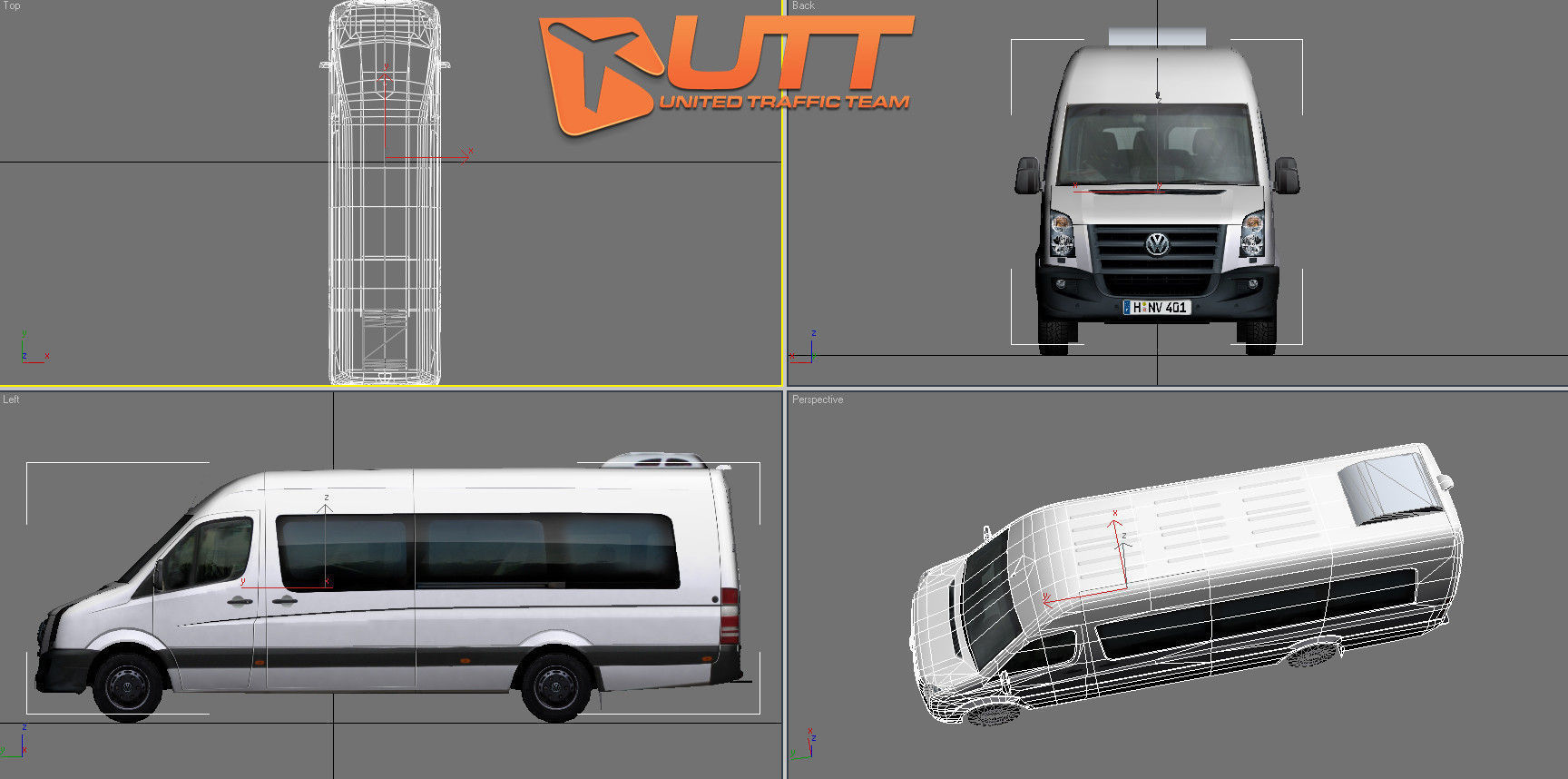 Volkswagen Crafter High Roof  Low-poly 3D model_7