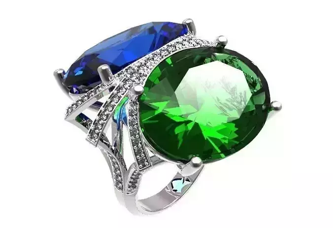 Ring emerald and sapphire