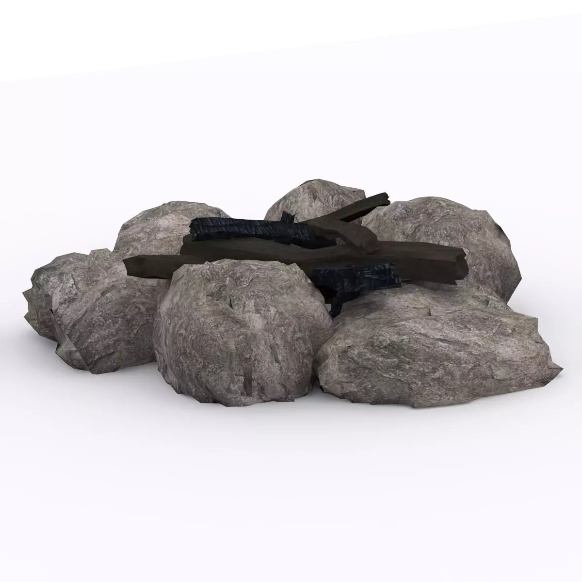 Campfire fire pit with rocks Free low-poly 3D model