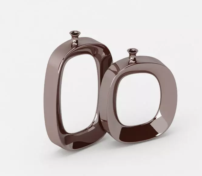 2 vases pair of metal rings Free 3D model