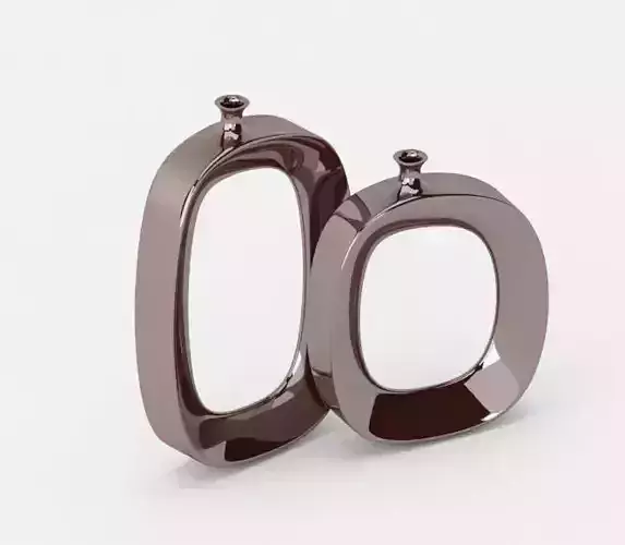 2 vases pair of metal rings