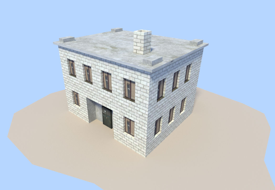 building house in minecraft Low-poly 3D model_4