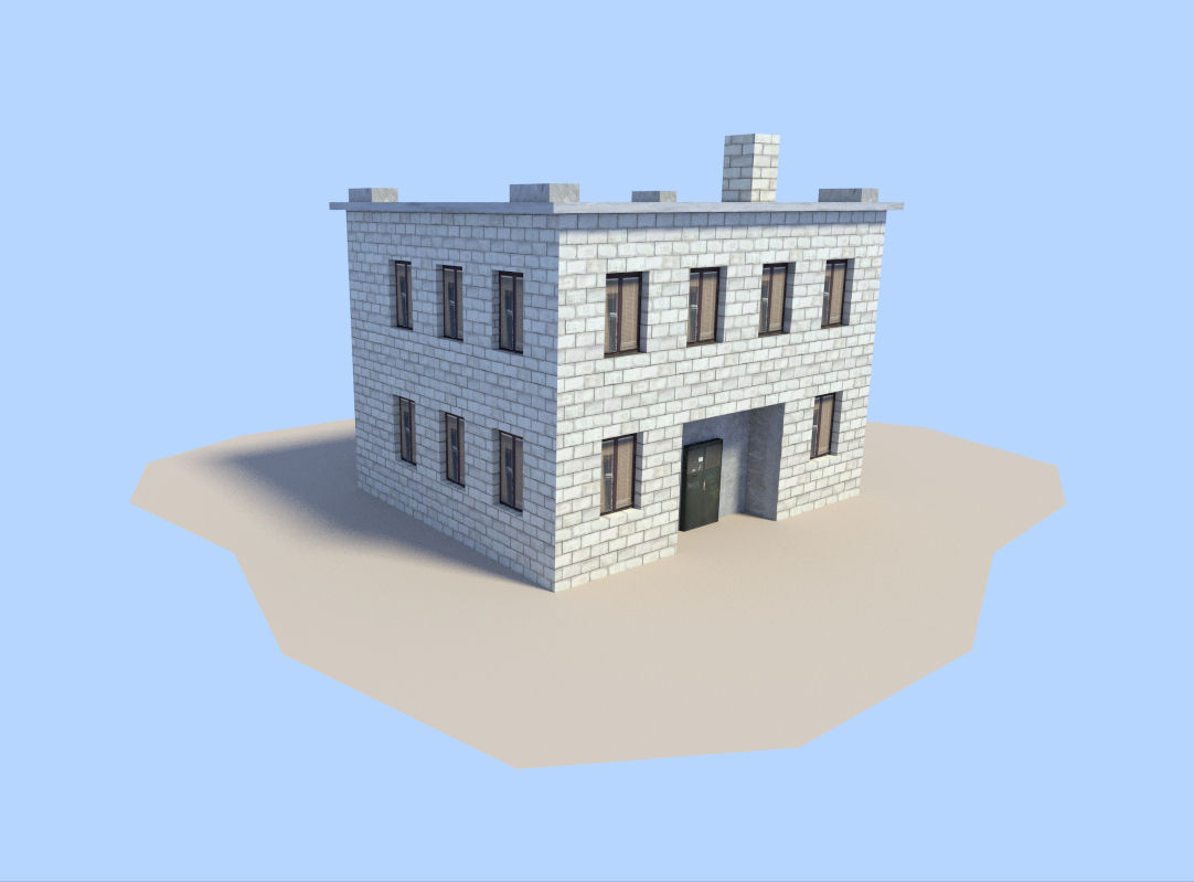 building house in minecraft Low-poly 3D model_1