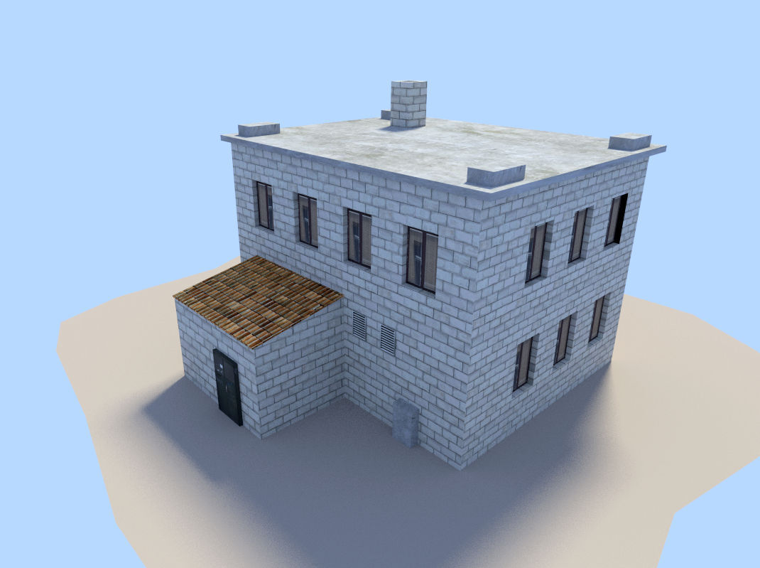 building house in minecraft Low-poly 3D model_6