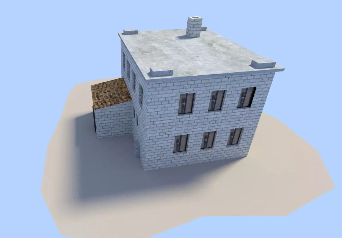 building house in minecraft Low-poly 3D model_0
