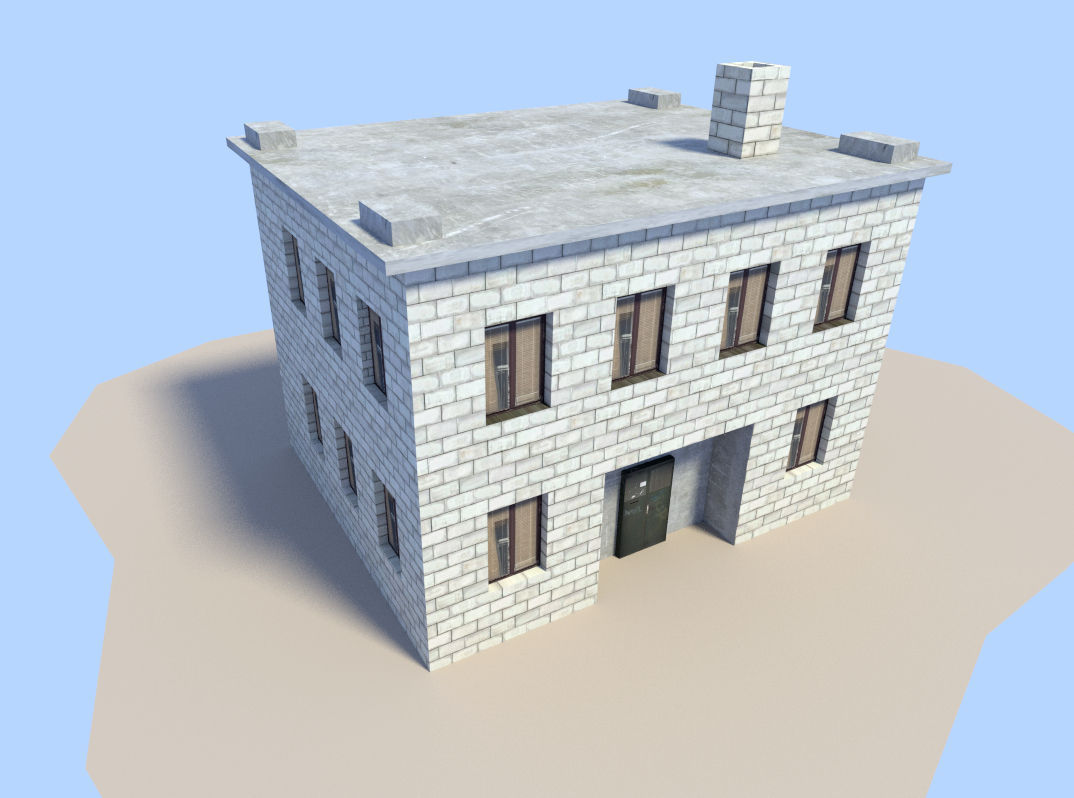 building house in minecraft Low-poly 3D model_5