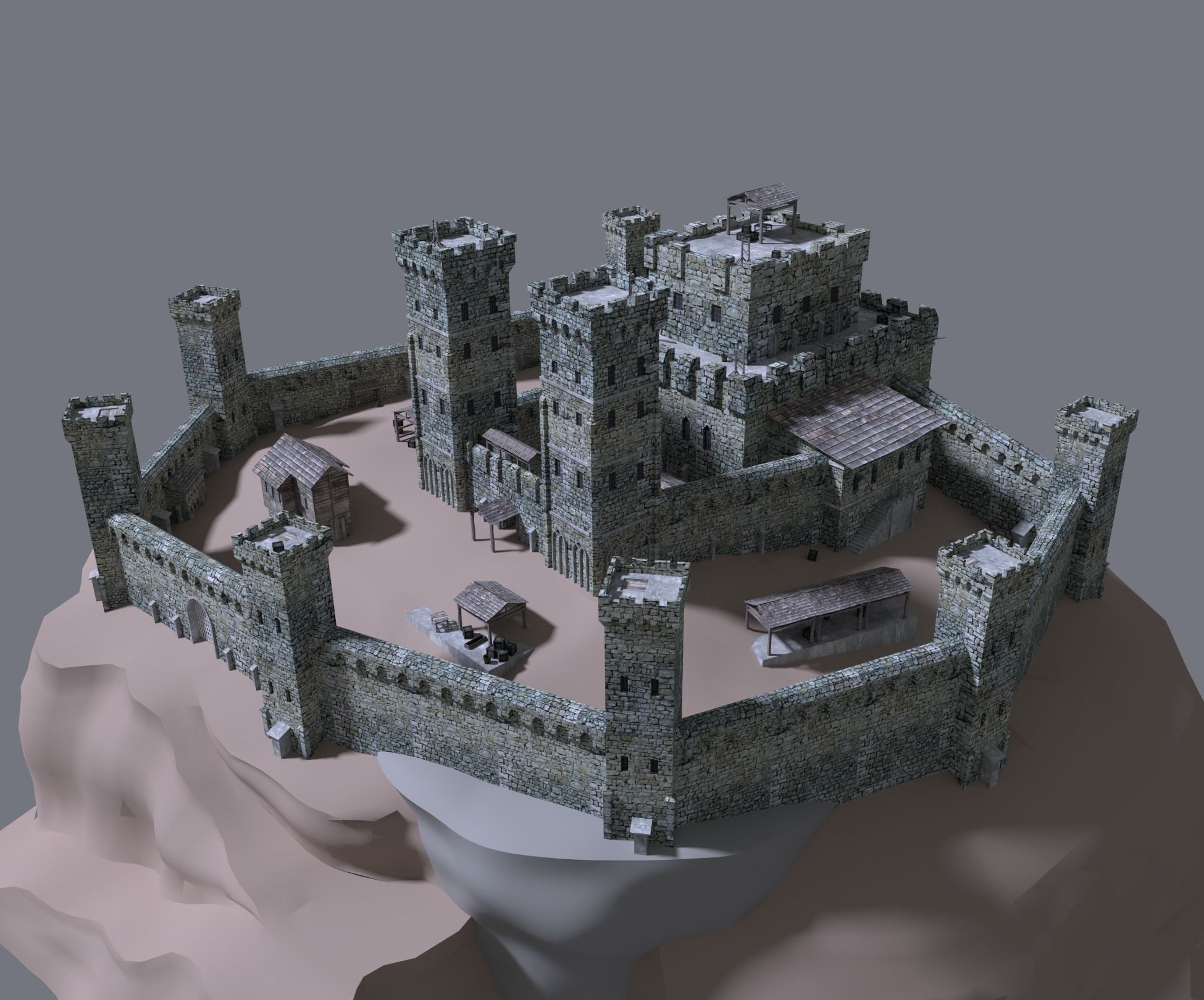 castle medieval 3D model_11
