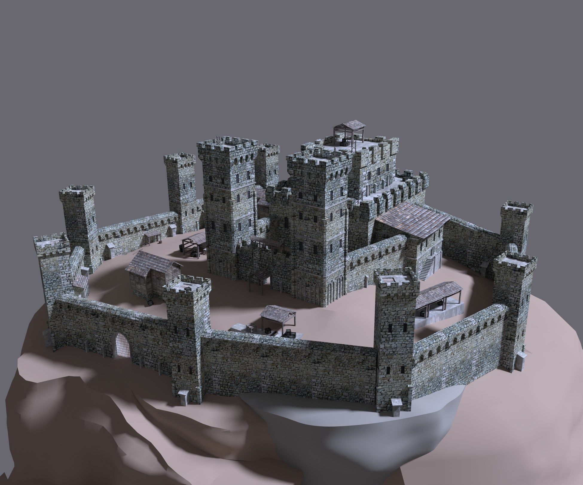 castle medieval 3D model_10