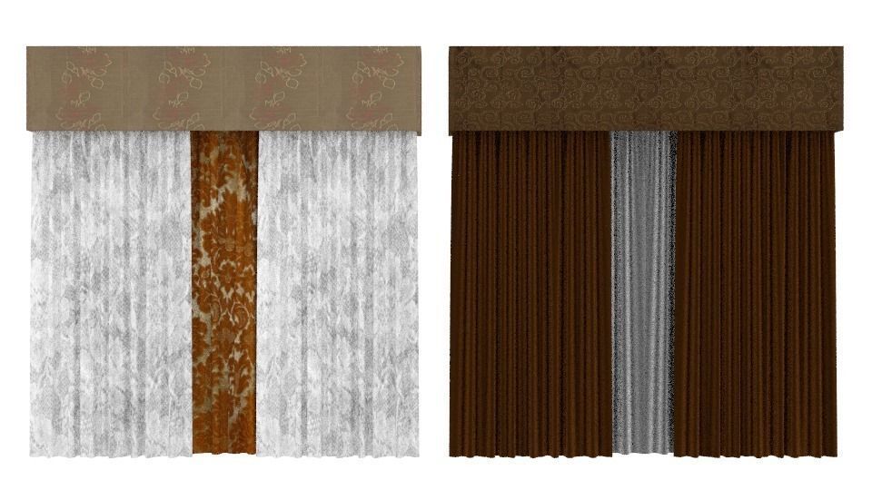 Window Curtains Low-poly 3D model_0