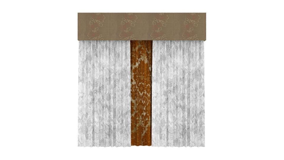 Window Curtains Low-poly 3D model_1