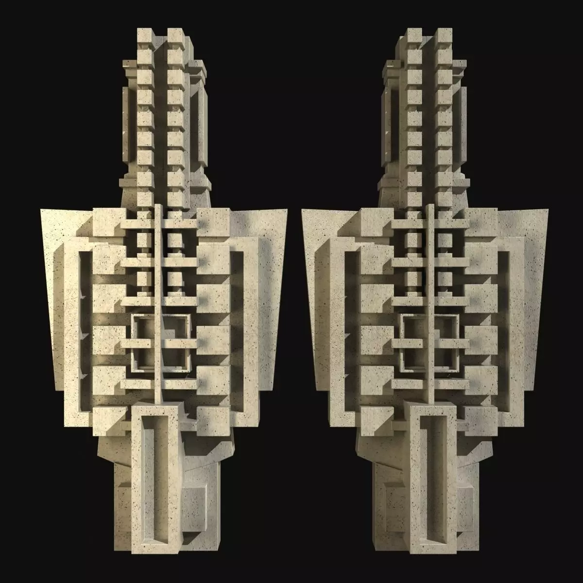 Architectural Decorative Elements from Hollyhock House 3D model_0