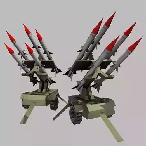 anti aircraft missile battery Low-poly 3D model