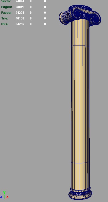 Greek ionic long column 3D model_3