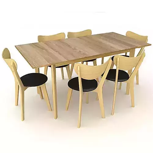 Merrick Oak Table and 6 Chairs