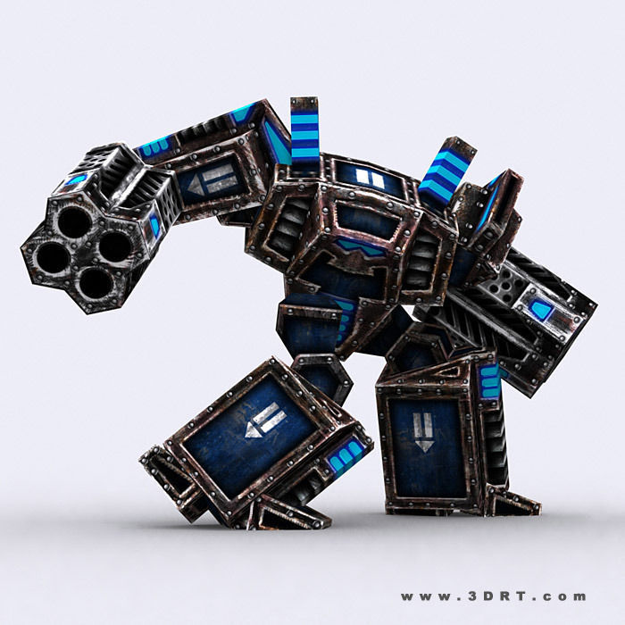 3DRT - Warbots Mechanoids Low-poly 3D model_6