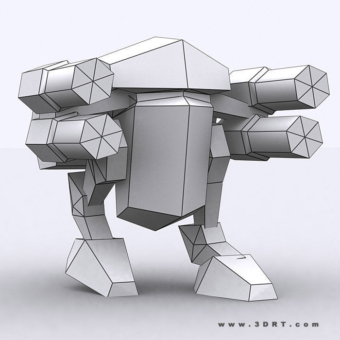 3DRT - Warbots Mechanoids Low-poly 3D model_12