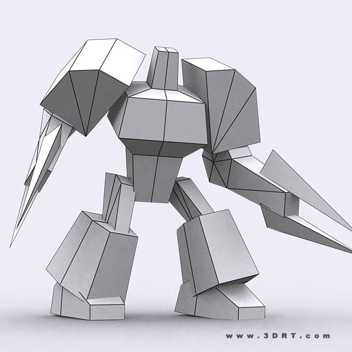 3DRT - Warbots Mechanoids Low-poly 3D model_20