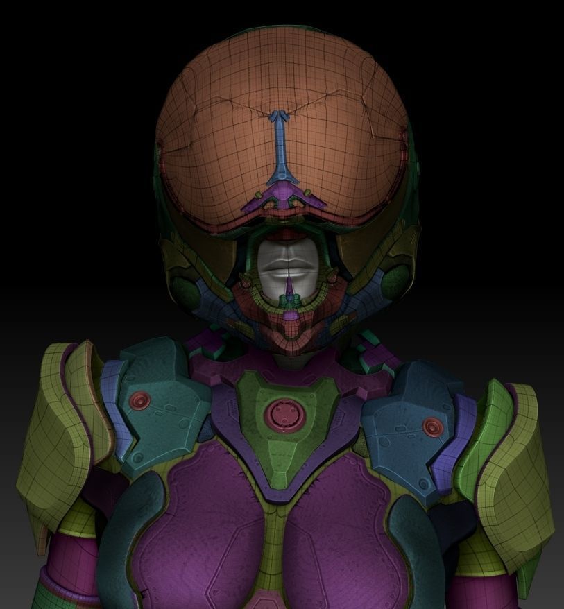 sci fi female soldier 3D model_3
