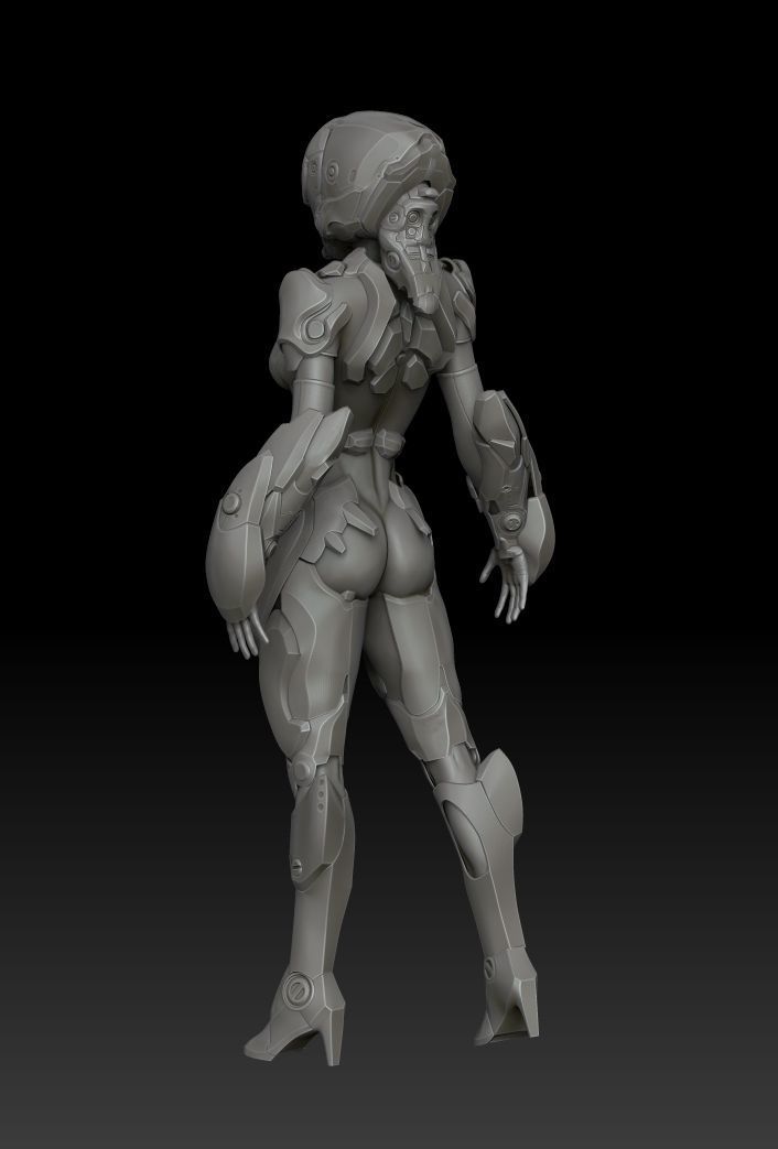 sci fi female soldier 3D model_1