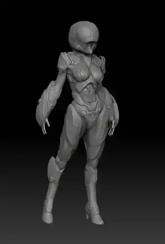 sci fi female soldier 3D model