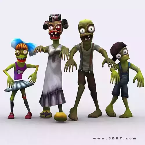 3DRT - Toonworld Zombie Family Low-poly 3D model