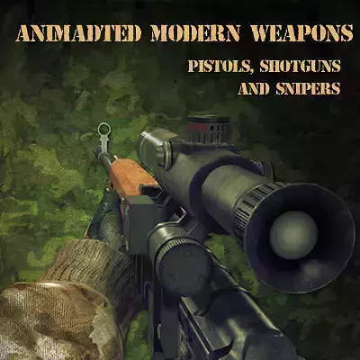 Animated Modern Weapons and Arms Pistols Shotguns and Snipers... 3D model