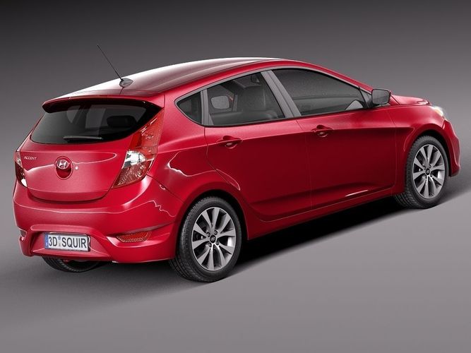 Hyundai Accent Hatchback 5-door 2015 3D Model MAX OBJ 3DS ...
