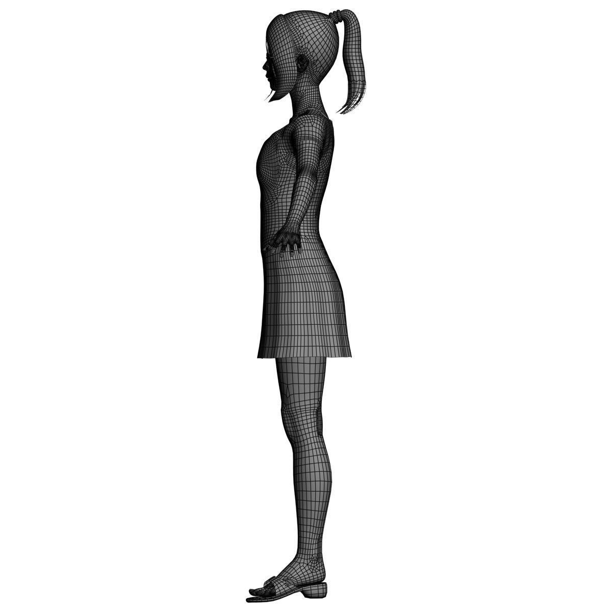 T pose nonrigged model of Natsumi in blue dress 3D model_14