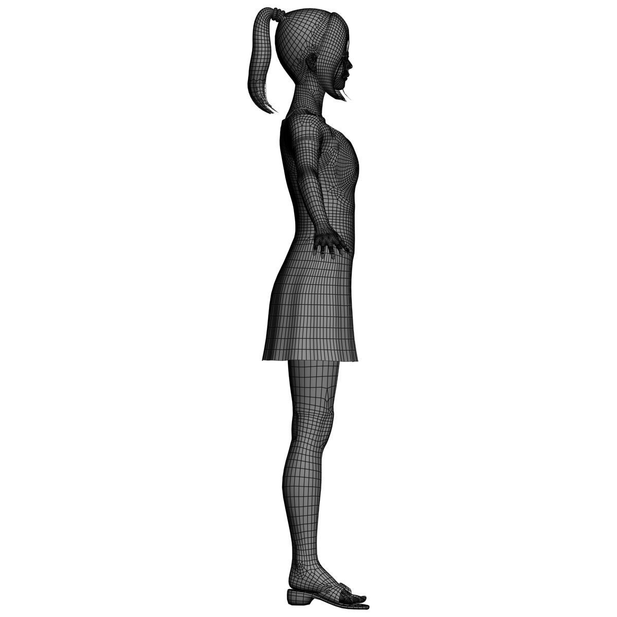 T pose nonrigged model of Natsumi in blue dress 3D model_12