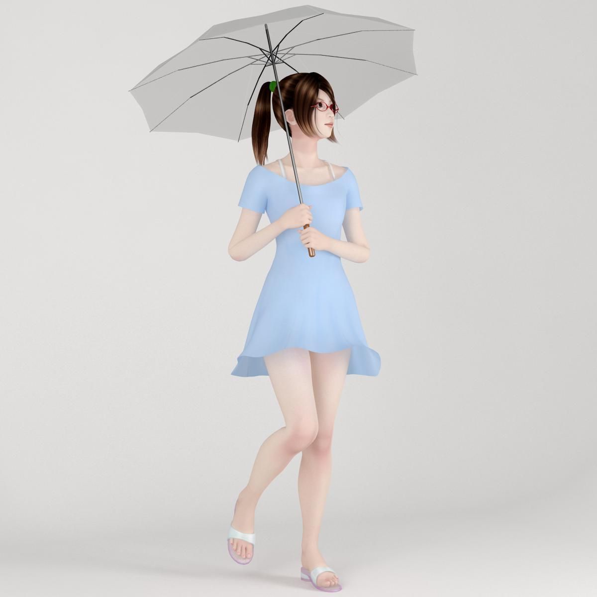 Natsumi dress pose 01 3D model_4