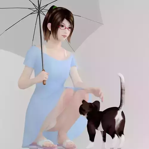 Natsumi dress pose 02 3D model