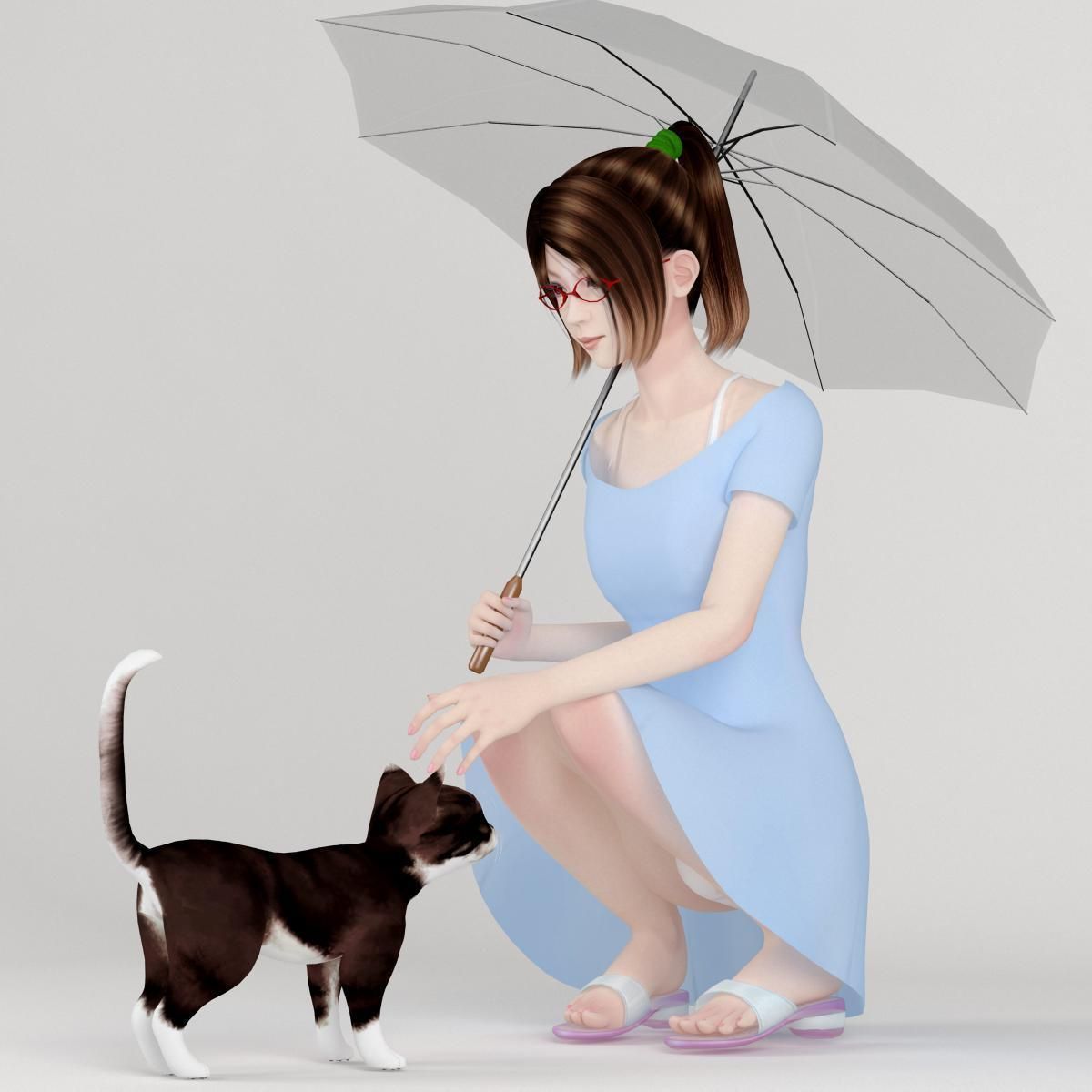 Natsumi dress pose 02 3D model_6