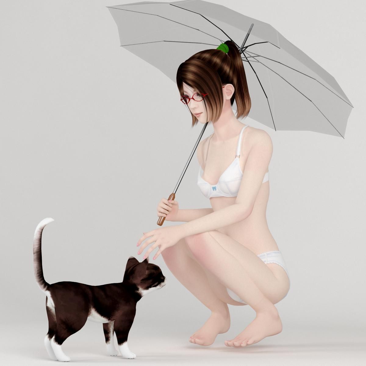 Natsumi dress pose 02 3D model_7