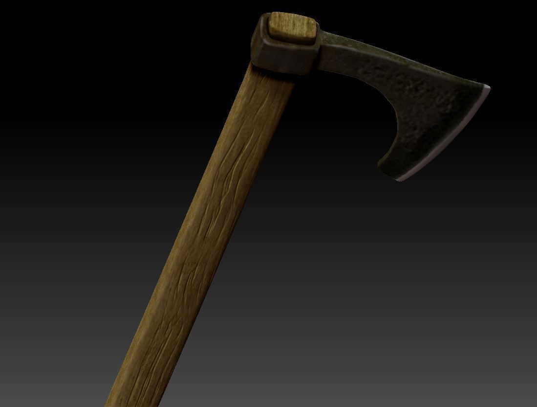 Low poly battle axe Low-poly 3D model_1