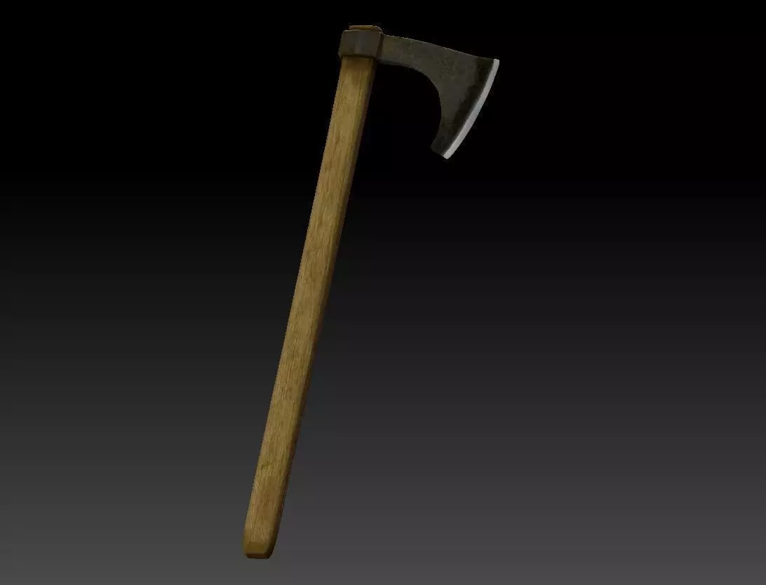 Low poly battle axe Low-poly 3D model_0